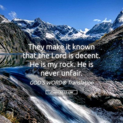 Picture 05 - Psalm 92:15 GW - They make it known that the Lord is decent. He is - Bible Verse Picture