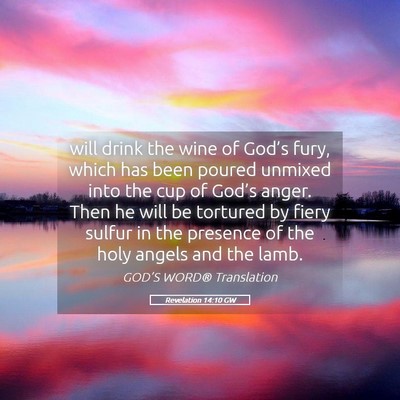 Picture 05 - Revelation 14:10 GW - will drink the wine of God’s fury, which has - Bible Verse Picture