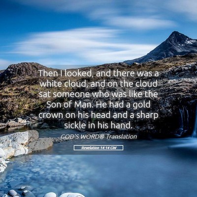 Picture 05 - Revelation 14:14 GW - Then I looked, and there was a white cloud, and - Bible Verse Picture