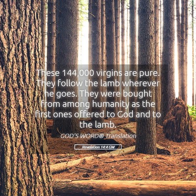 Picture 05 - Revelation 14:4 GW - These 144,000 virgins are pure. They follow the - Bible Verse Picture