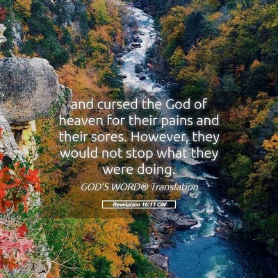 Picture 05 - Revelation 16:11 GW - and cursed the God of heaven for their pains and - Bible Verse Picture
