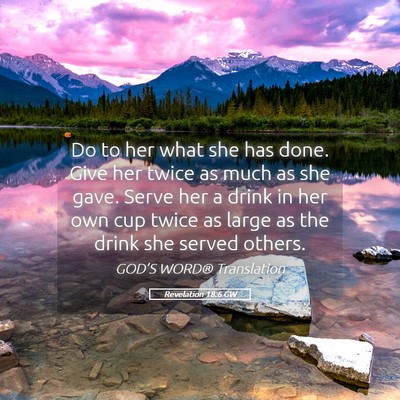 Picture 05 - Revelation 18:6 GW - Do to her what she has done. Give her twice as - Bible Verse Picture