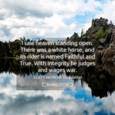 Picture 05 - Revelation 19:11 GW - I saw heaven standing open. There was a white - Bible Verse Picture