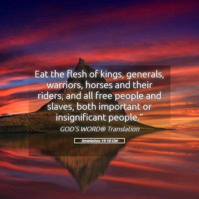 Picture 05 - Revelation 19:18 GW - Eat the flesh of kings, generals, warriors, - Bible Verse Picture