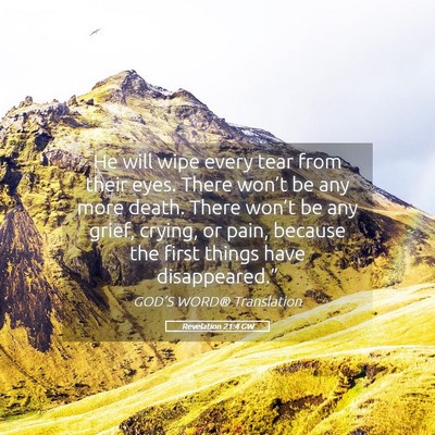 Picture 05 - Revelation 21:4 GW - He will wipe every tear from their eyes. There - Bible Verse Picture