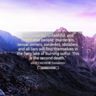 Picture 05 - Revelation 21:8 GW - But cowardly, unfaithful, and detestable people, - Bible Verse Picture