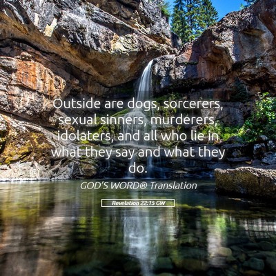 Picture 05 - Revelation 22:15 GW - Outside are dogs, sorcerers, sexual sinners, - Bible Verse Picture