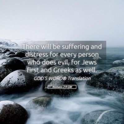 Picture 05 - Romans 2:9 GW - There will be suffering and distress for every - Bible Verse Picture