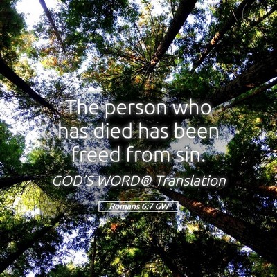 Picture 05 - Romans 6:7 GW - The person who has died has been freed from - Bible Verse Picture