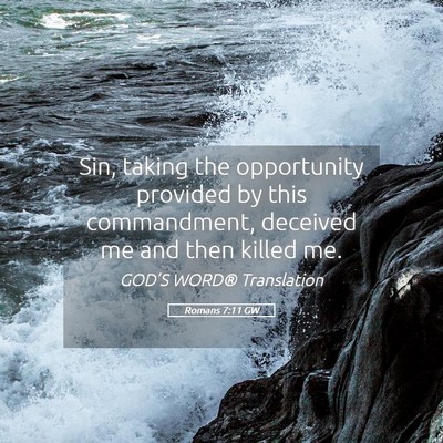 Picture 05 - Romans 7:11 GW - Sin, taking the opportunity provided by this - Bible Verse Picture