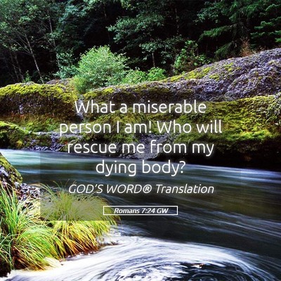 Picture 05 - Romans 7:24 GW - What a miserable person I am! Who will rescue me - Bible Verse Picture