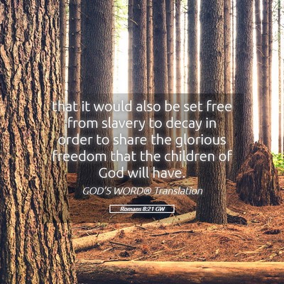 Picture 05 - Romans 8:21 GW - that it would also be set free from slavery to - Bible Verse Picture