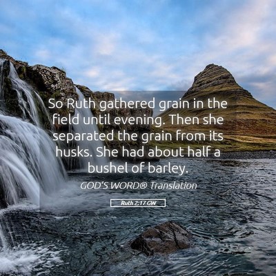 Picture 05 - Ruth 2:17 GW - So Ruth gathered grain in the field until - Bible Verse Picture