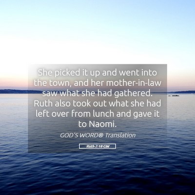 Picture 05 - Ruth 2:18 GW - She picked it up and went into the town, and her - Bible Verse Picture