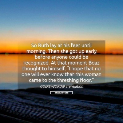 Picture 05 - Ruth 3:14 GW - So Ruth lay at his feet until morning. Then she - Bible Verse Picture