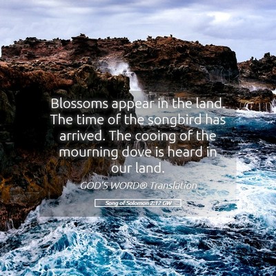 Picture 05 - Song of Solomon 2:12 GW - Blossoms appear in the land. The time of the - Bible Verse Picture