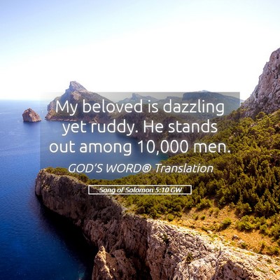 Picture 05 - Song of Solomon 5:10 GW - My beloved is dazzling yet ruddy. He stands out - Bible Verse Picture