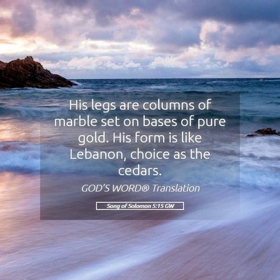 Picture 05 - Song of Solomon 5:15 GW - His legs are columns of marble set on bases of - Bible Verse Picture