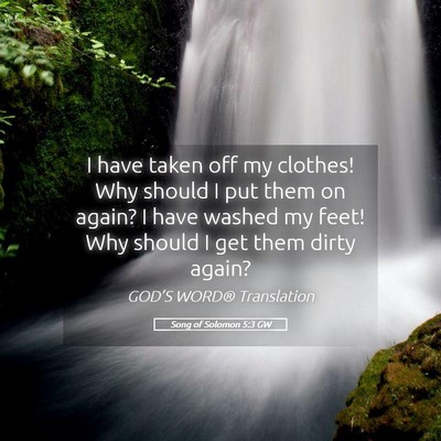 Picture 05 - Song of Solomon 5:3 GW - I have taken off my clothes! Why should I put - Bible Verse Picture