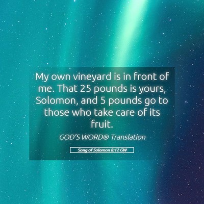 Picture 05 - Song of Solomon 8:12 GW - My own vineyard is in front of me. That 25 pounds - Bible Verse Picture