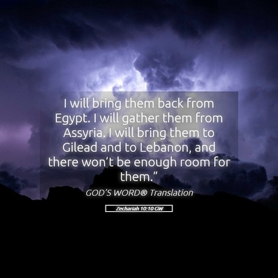 Picture 05 - Zechariah 10:10 GW - I will bring them back from Egypt. I will gather - Bible Verse Picture