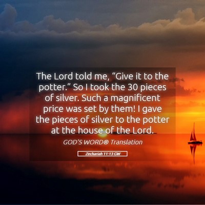 Picture 05 - Zechariah 11:13 GW - The Lord told me, “Give it to the potter.” So - Bible Verse Picture