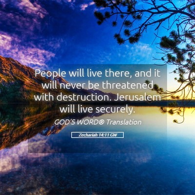 Picture 05 - Zechariah 14:11 GW - People will live there, and it will never be - Bible Verse Picture