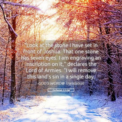 Picture 05 - Zechariah 3:9 GW - “Look at the stone I have set in front of - Bible Verse Picture