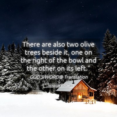 Picture 05 - Zechariah 4:3 GW - There are also two olive trees beside it, one on - Bible Verse Picture