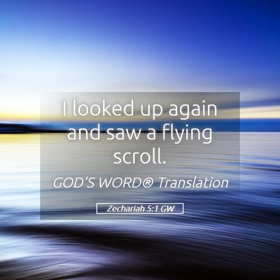 Picture 05 - Zechariah 5:1 GW - I looked up again and saw a flying - Bible Verse Picture