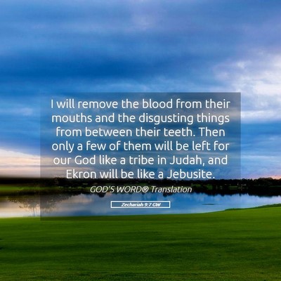 Picture 05 - Zechariah 9:7 GW - I will remove the blood from their mouths and the - Bible Verse Picture