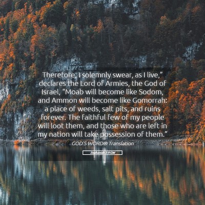 Picture 05 - Zephaniah 2:9 GW - Therefore, I solemnly swear, as I live,” - Bible Verse Picture