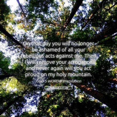 Picture 05 - Zephaniah 3:11 GW - On that day you will no longer be ashamed of all - Bible Verse Picture