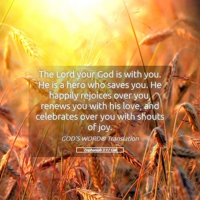 Picture 05 - Zephaniah 3:17 GW - The Lord your God is with you. He is a hero who - Bible Verse Picture