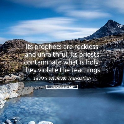 Picture 05 - Zephaniah 3:4 GW - Its prophets are reckless and unfaithful. Its - Bible Verse Picture
