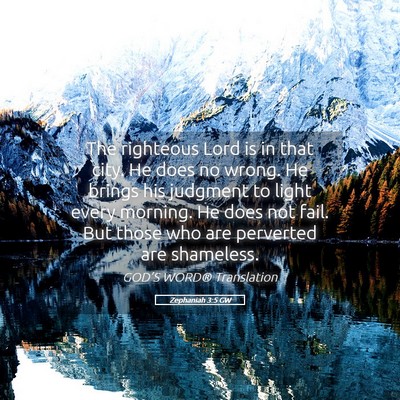 Picture 05 - Zephaniah 3:5 GW - The righteous Lord is in that city. He does no - Bible Verse Picture