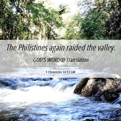 Picture 06 - 1 Chronicles 14:13 GW - The Philistines again raided the - Bible Verse Picture
