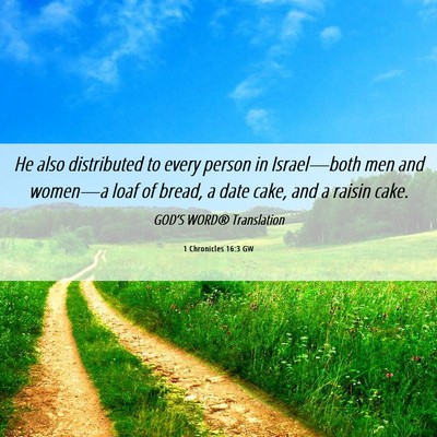 Picture 06 - 1 Chronicles 16:3 GW - He also distributed to every person in - Bible Verse Picture