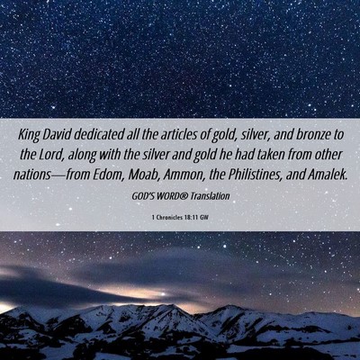 Picture 06 - 1 Chronicles 18:11 GW - King David dedicated all the articles of gold, - Bible Verse Picture