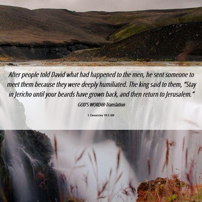 Picture 06 - 1 Chronicles 19:5 GW - After people told David what had happened to the - Bible Verse Picture