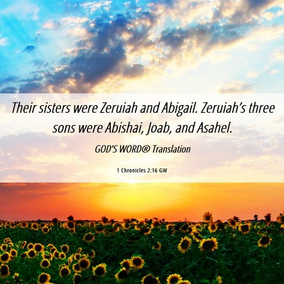 Picture 06 - 1 Chronicles 2:16 GW - Their sisters were Zeruiah and Abigail. - Bible Verse Picture
