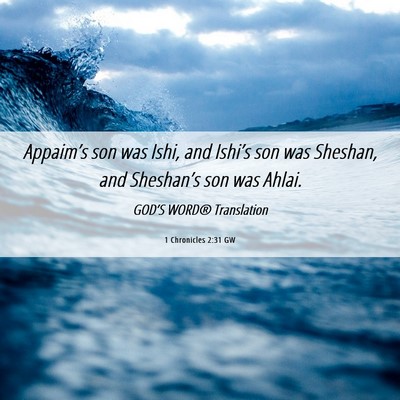 Picture 06 - 1 Chronicles 2:31 GW - Appaim’s son was Ishi, and Ishi’s son was - Bible Verse Picture