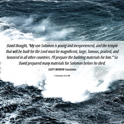 Picture 06 - 1 Chronicles 22:5 GW - David thought, “My son Solomon is young and - Bible Verse Picture