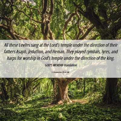 Picture 06 - 1 Chronicles 25:6 GW - All these Levites sang at the Lord’s temple - Bible Verse Picture