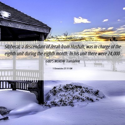 Picture 06 - 1 Chronicles 27:11 GW - Sibbecai, a descendant of Zerah from Hushah, was - Bible Verse Picture