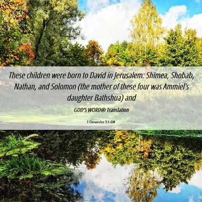 Picture 06 - 1 Chronicles 3:5 GW - These children were born to David in Jerusalem: - Bible Verse Picture