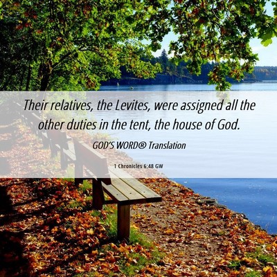Picture 06 - 1 Chronicles 6:48 GW - Their relatives, the Levites, were assigned all - Bible Verse Picture
