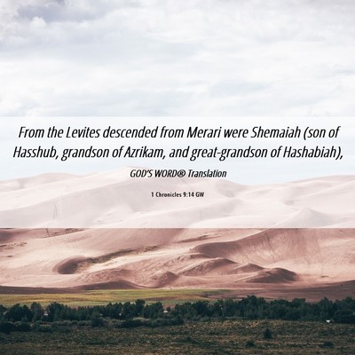 Picture 06 - 1 Chronicles 9:14 GW - From the Levites descended from Merari were - Bible Verse Picture