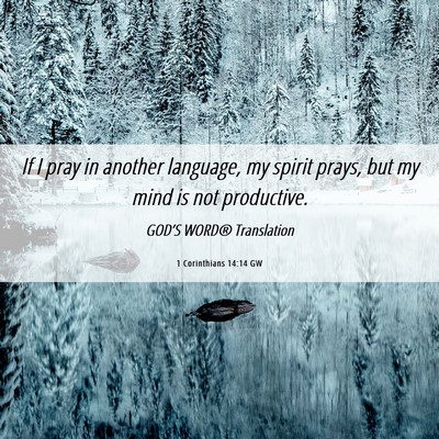 Picture 06 - 1 Corinthians 14:14 GW - If I pray in another language, my spirit prays, - Bible Verse Picture