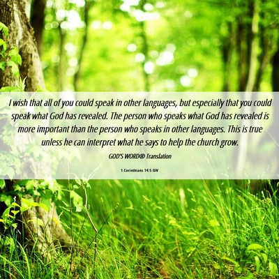 Picture 06 - 1 Corinthians 14:5 GW - I wish that all of you could speak in other - Bible Verse Picture